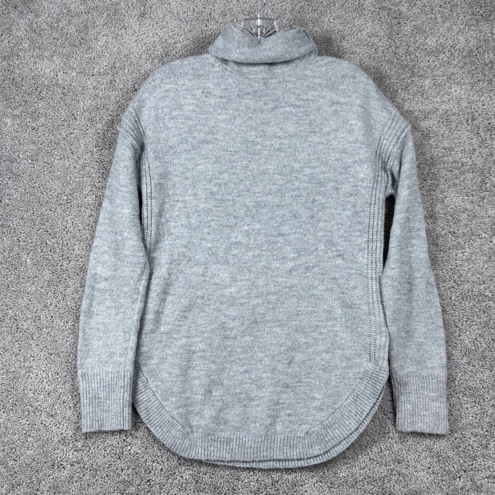 Gap Womens Gray Cowl Neck Turtleneck Sweater Curved Hem Wool Blend XS 1166